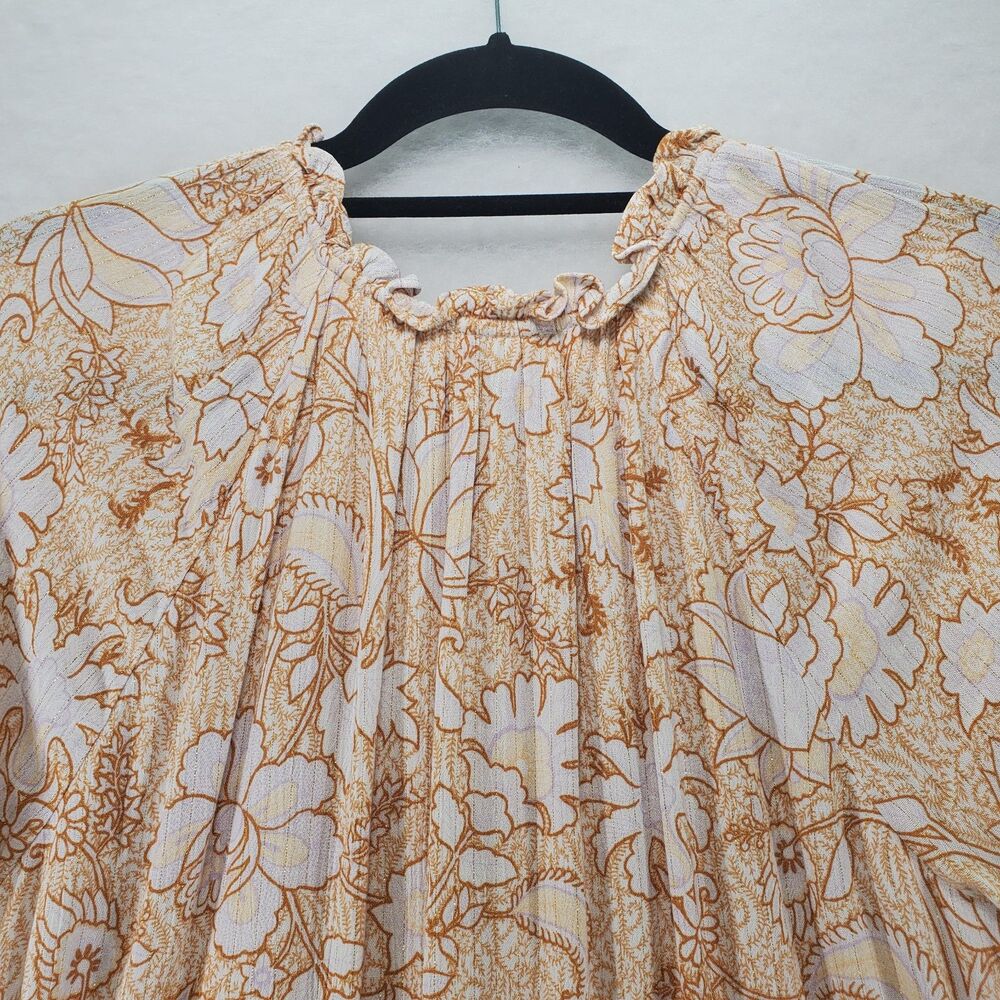 sz S House of Harlow 1960 Long Sleeve Peasant Dress Short Neutral Beige Bohemian - Picture 8 of 13